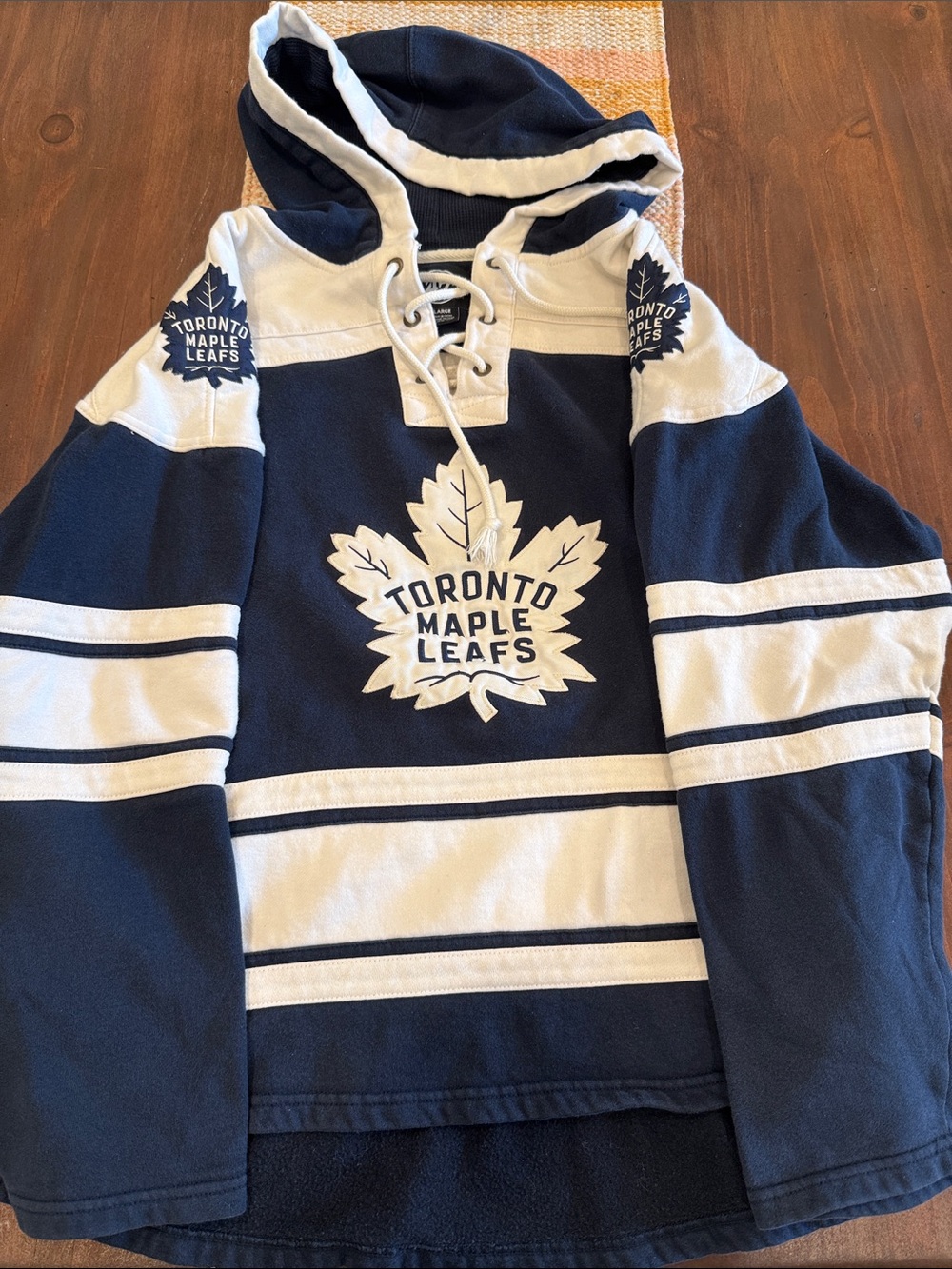Toronto Maple Leafs Navy & White Hooded Crewneck Sweater